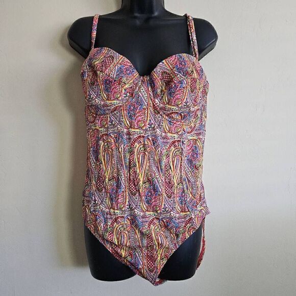 NWOT Echo Paisley Slimming One-Piece Swimsuit - Picture 2 of 11
